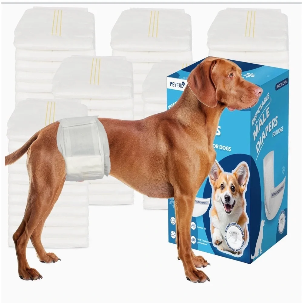 XL Disposable Male Dog Diapers - White